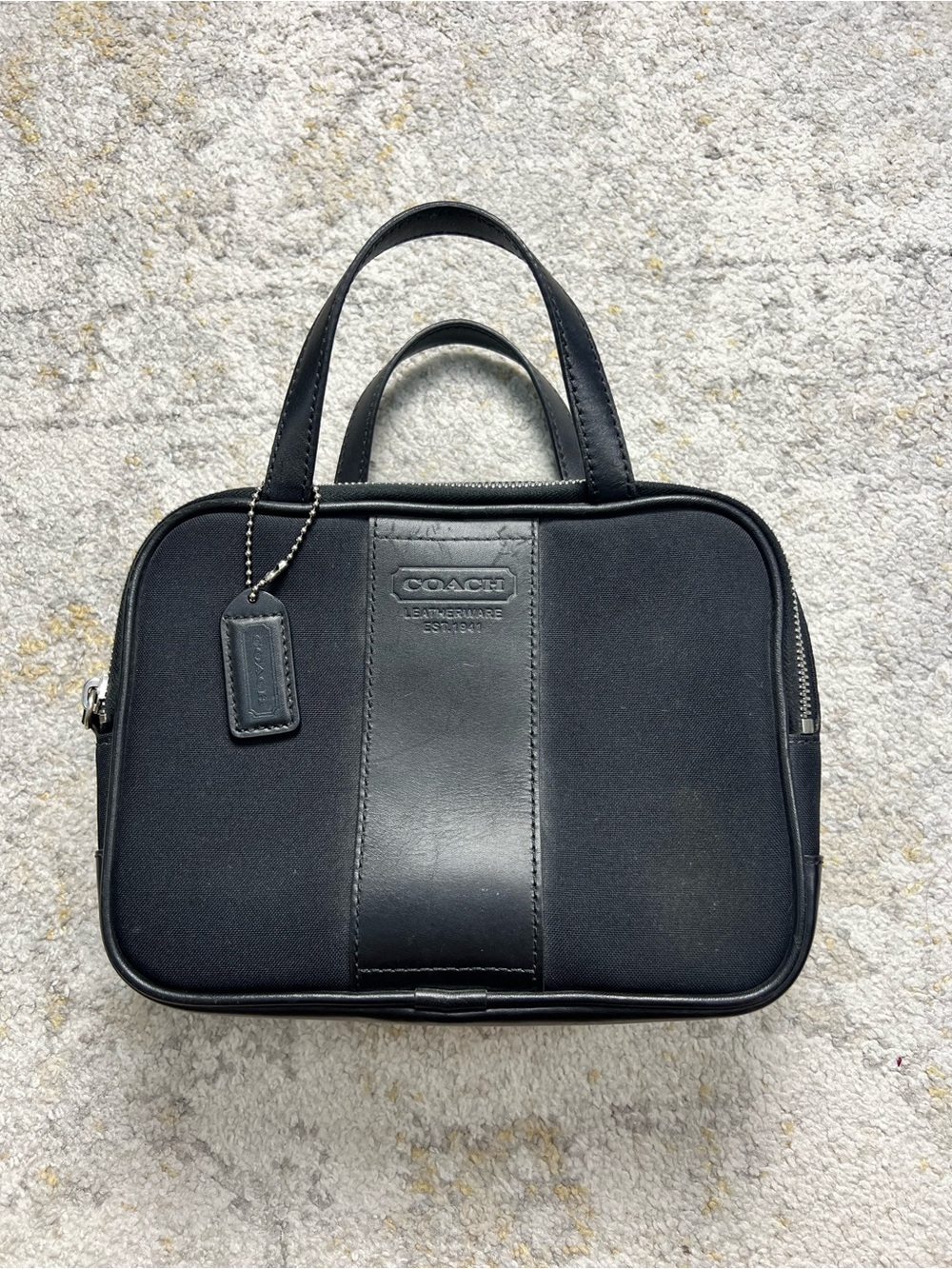 Vintage Coach Transatlantic Cosmetic Travel Bag Black Canvas Leather Rare EUC